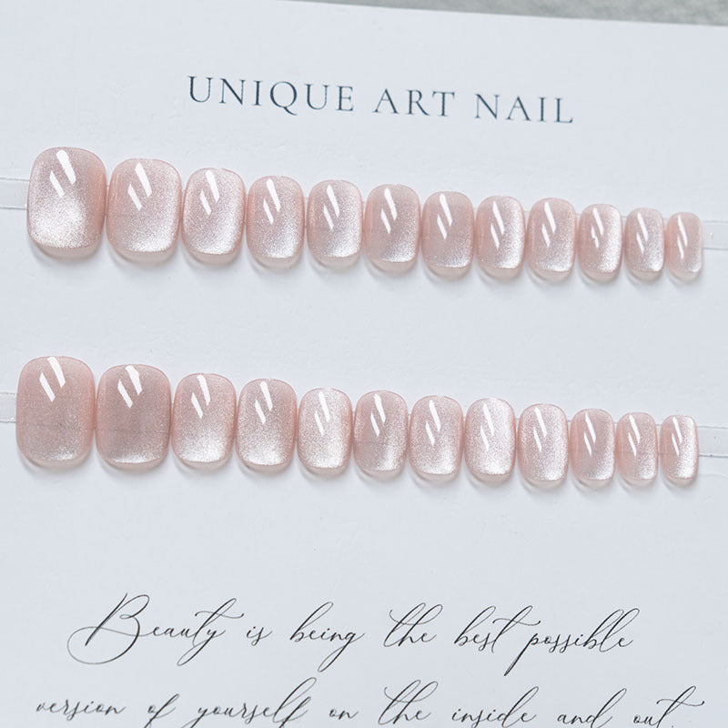 24pcs/Set Pink Cat Eye Press-On Nails