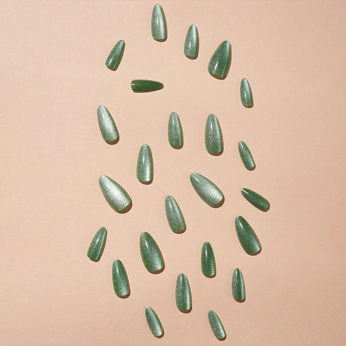 24pcs/Set Green Cat Eye Press-On Nails