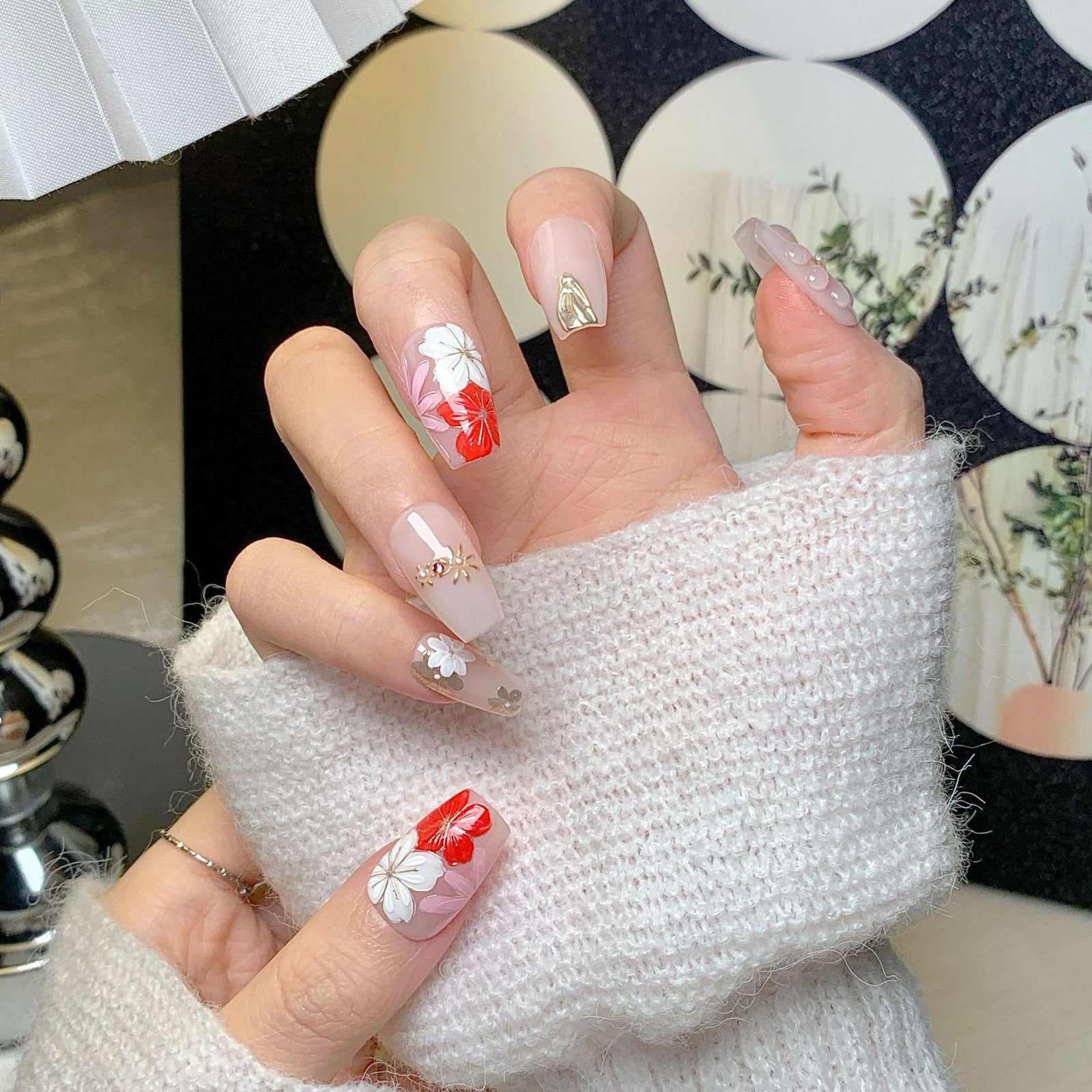 (Handmade) 10pcs/Set Hand-painted Butterfly Press-On Nails