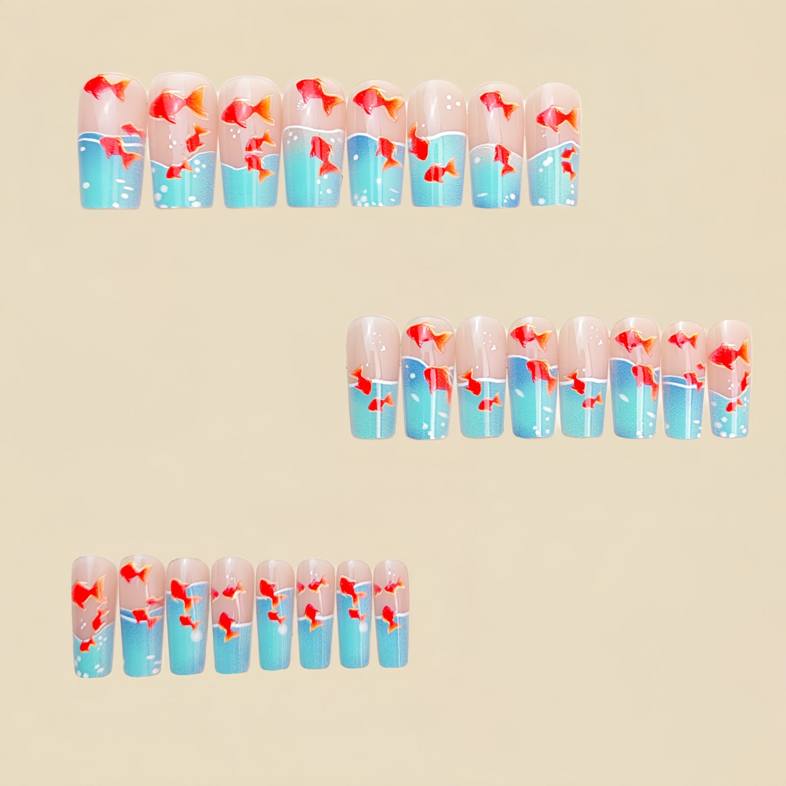 24pcs/Set Little Fish Press-On Nails