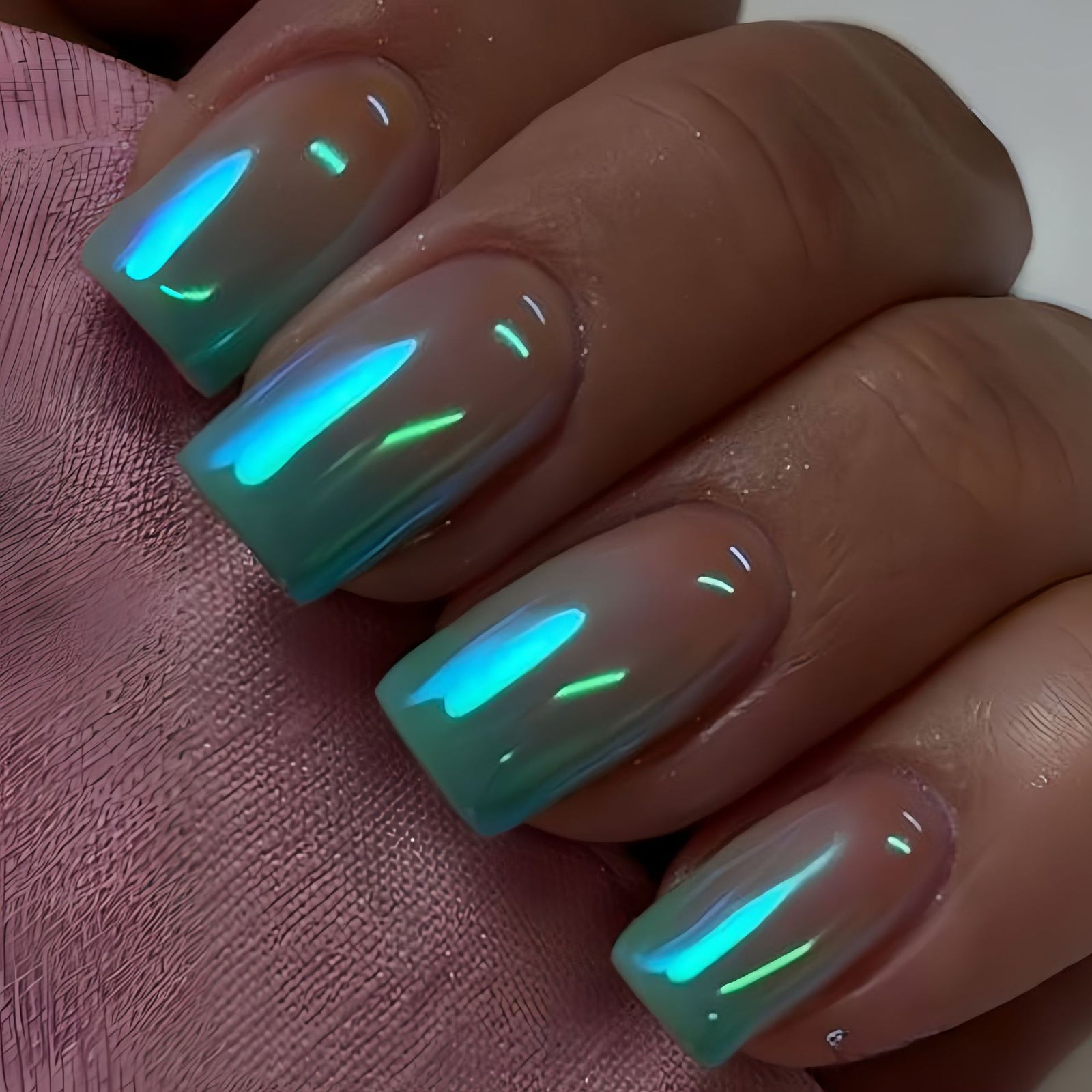 24pcs/Set Pink & Blue Ombre Press-On Nails