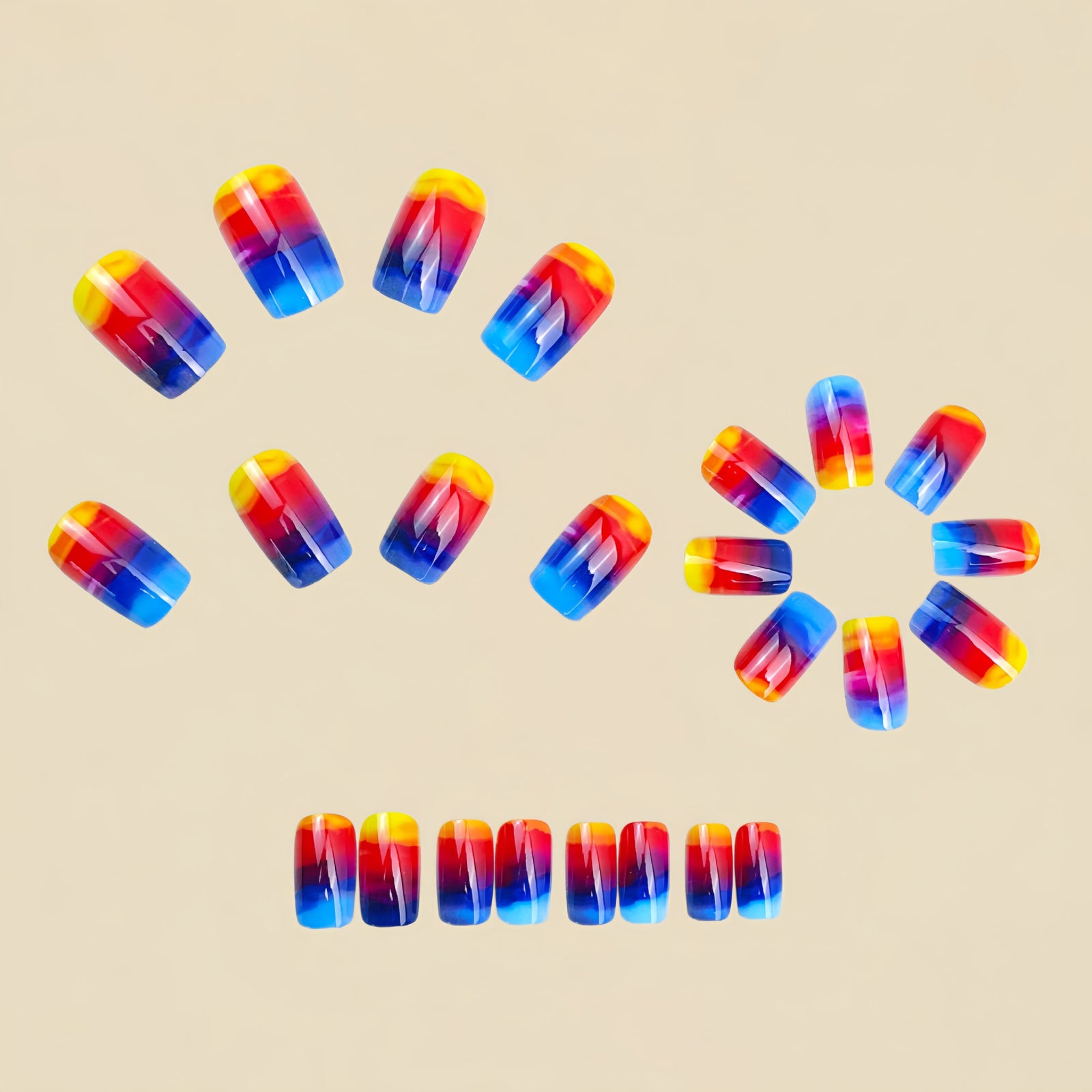 24pcs/Set Blue Gradient Press-On Nails