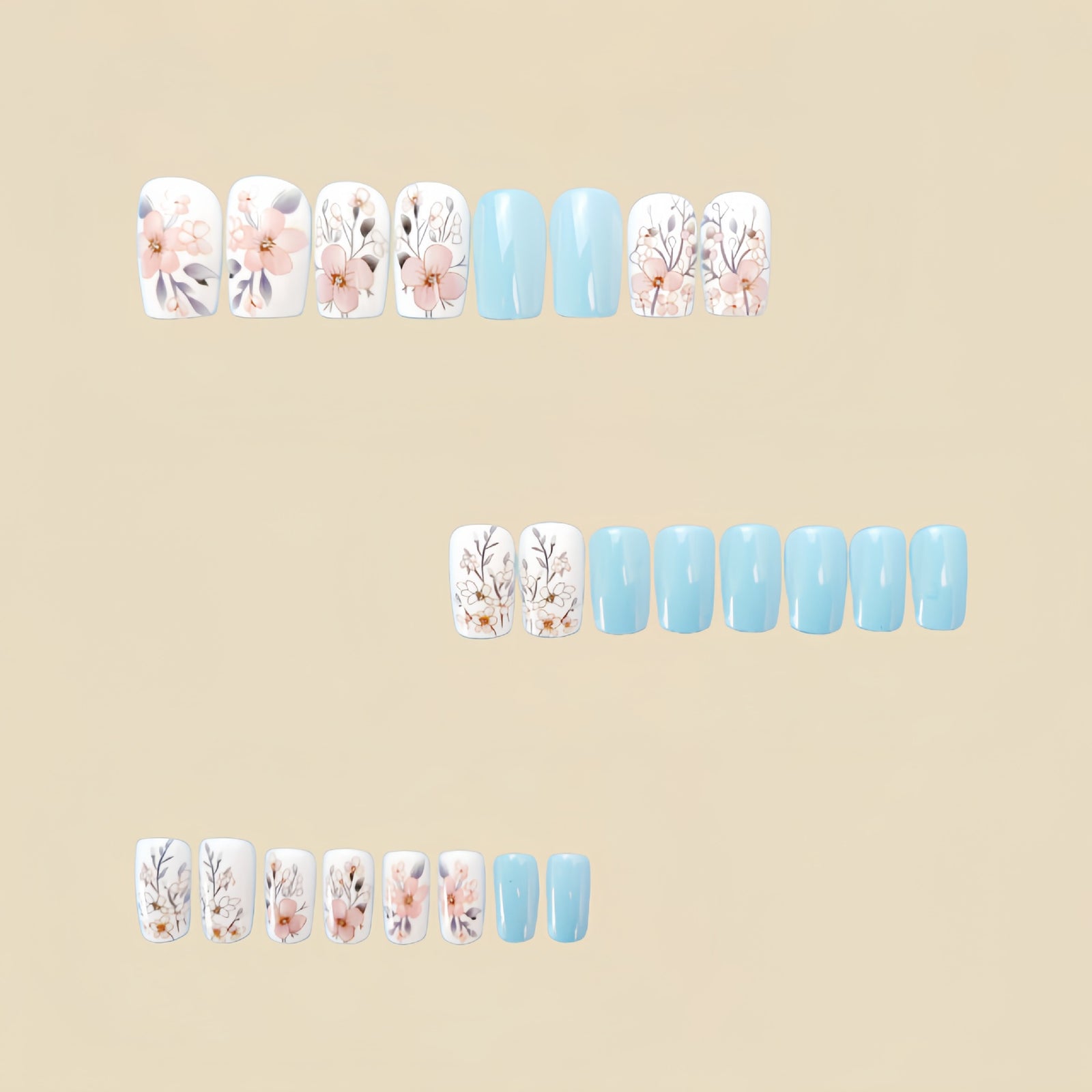 24pcs/Set Spring Flowers Press-On Nails