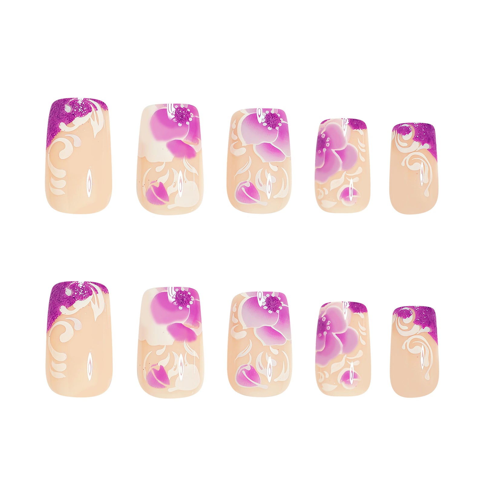 24pcs/Set Purple Rose French Press-On Nails