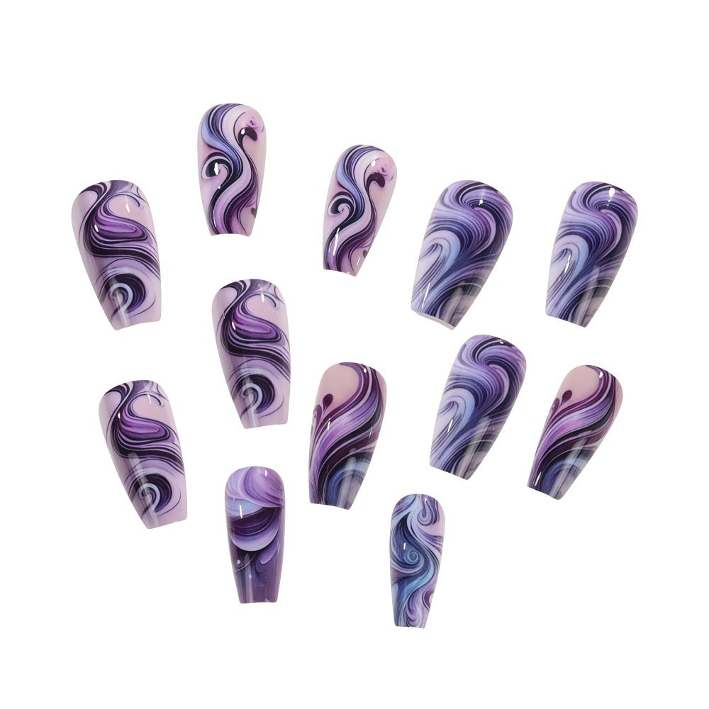 24pcs/Set Purple Ombre Ink Wash Press-On Nails