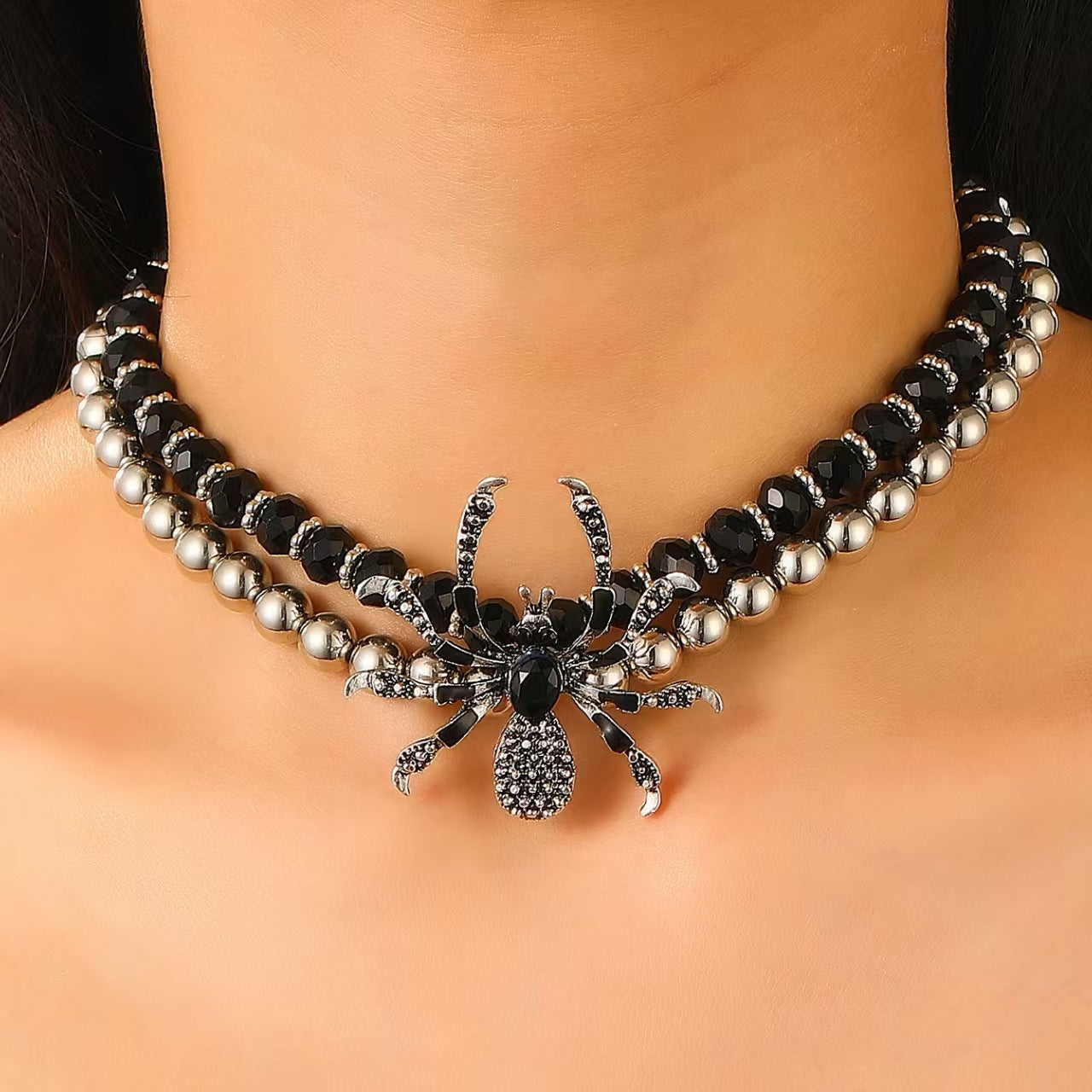 Dark Gothic Spider Earrings, Bracelet & Necklace