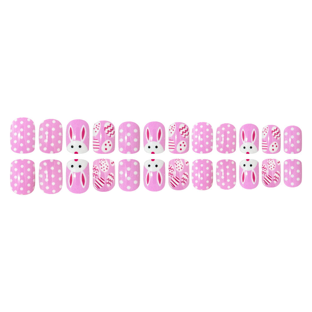 24pcs/Set Pink Easter Egg Bunny Press-On Nails