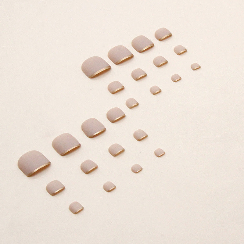 24pcs/Set Matte Gold-Edged French Tips Press On Toe Nails