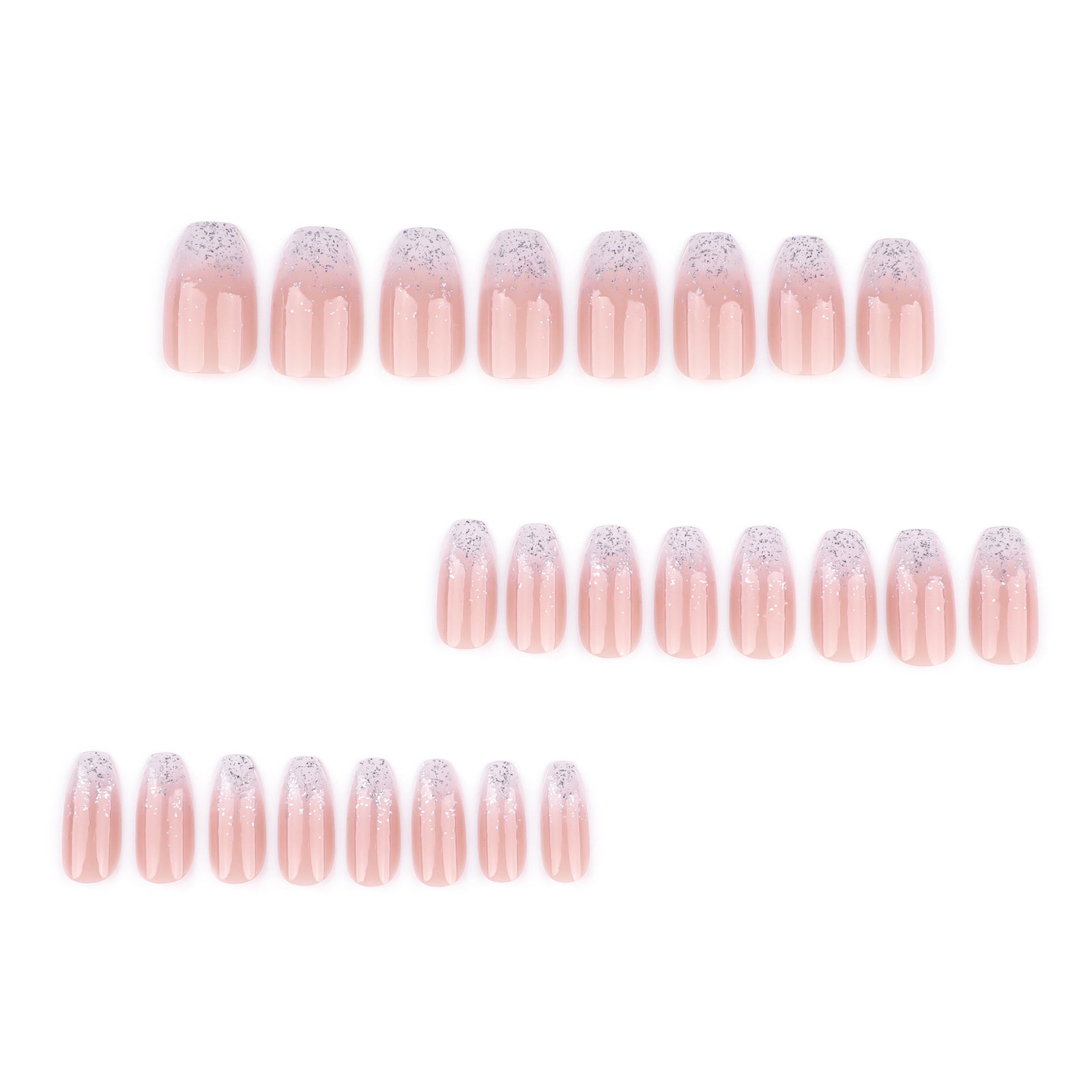 24pcs/Set Silver Glitter Gradient Press-On Nails