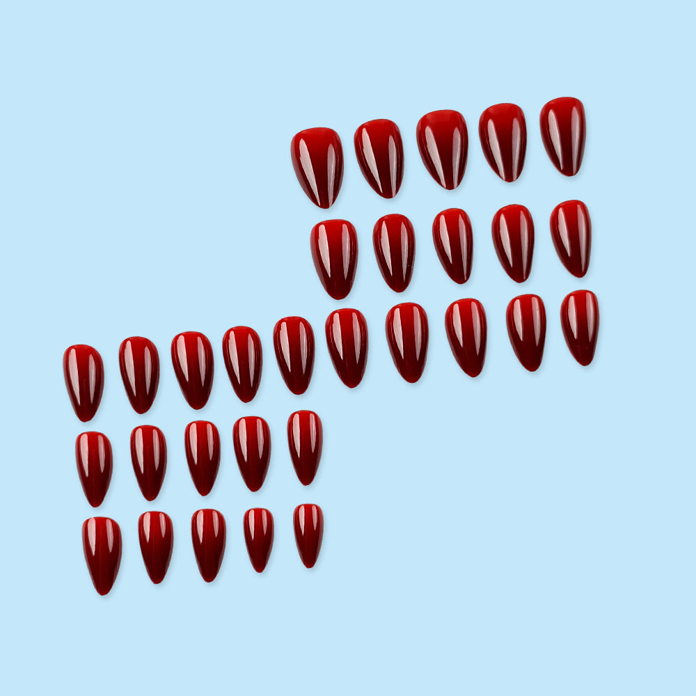 24pcs/Set Solid Burgundy Press-On Nails