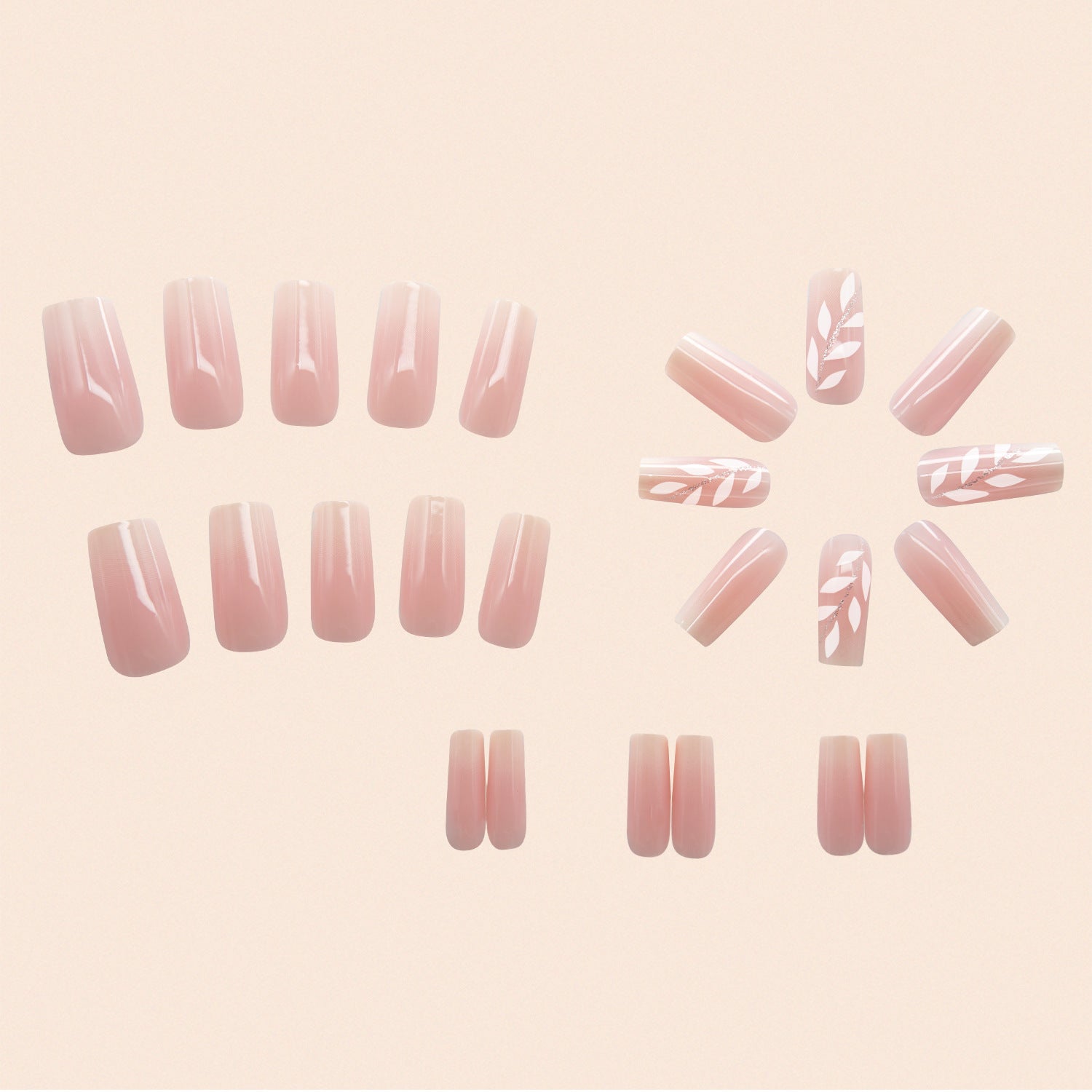 24pcs/Set Minimalist Gold Wheat on White Ombre Press-On Nails