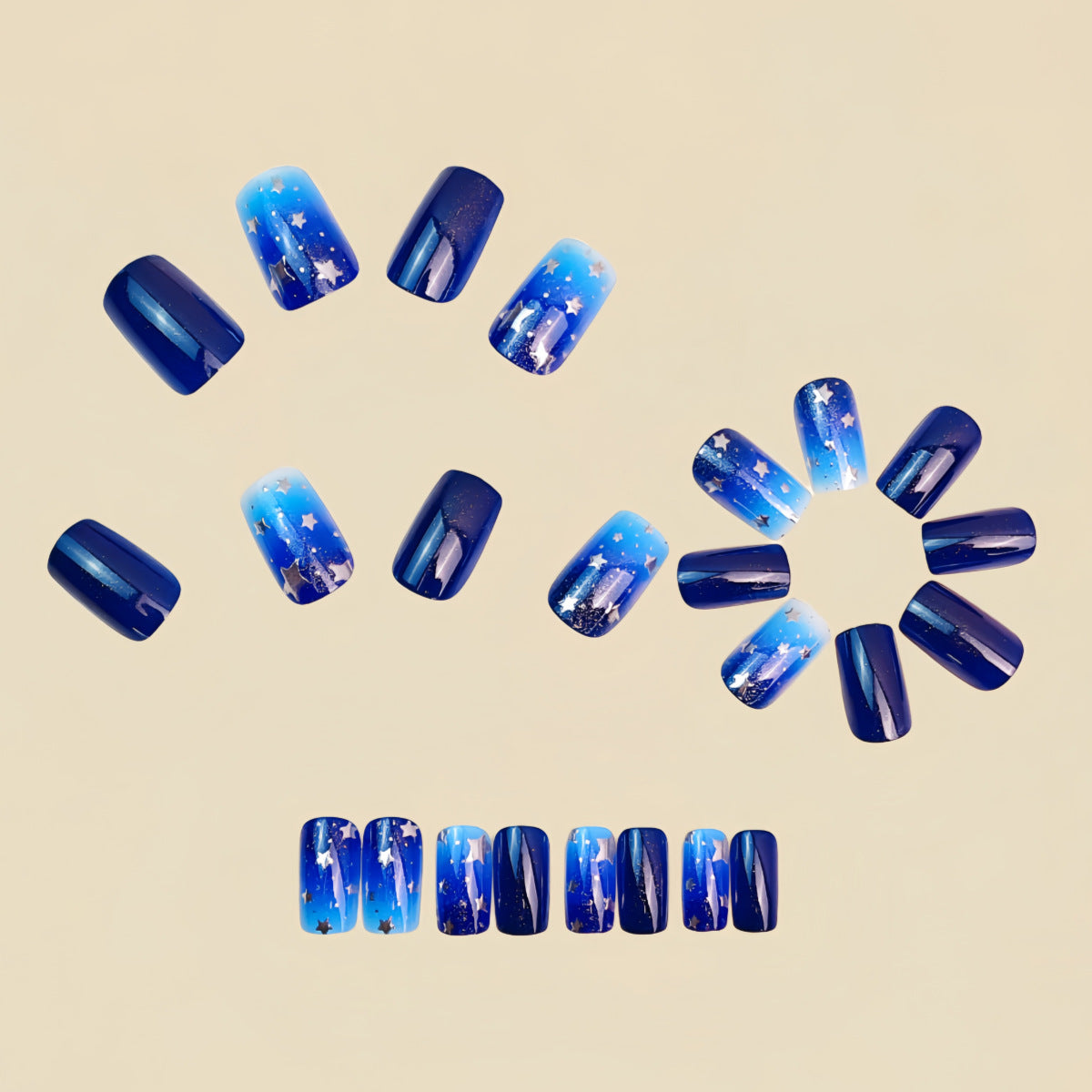 24pcs/Set Green & White Color-Block Four-Leaf Clover Press-On Nails