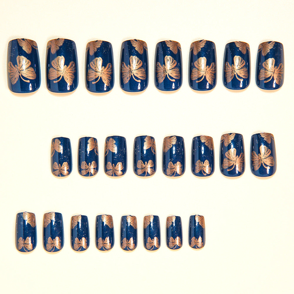 24pcs/Set Golden Butterfly Press-On Nails