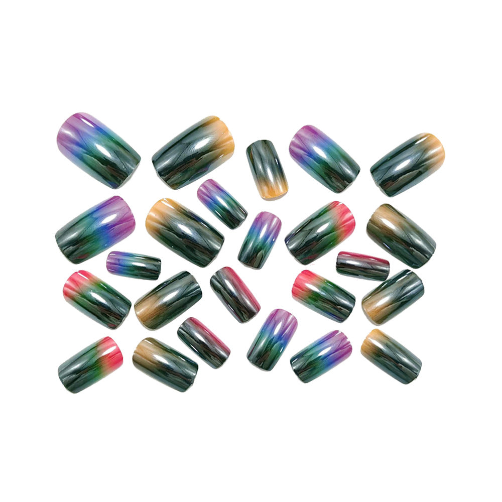 24pcs/Set Multicolor Chrome Gradient Press-On Nails
