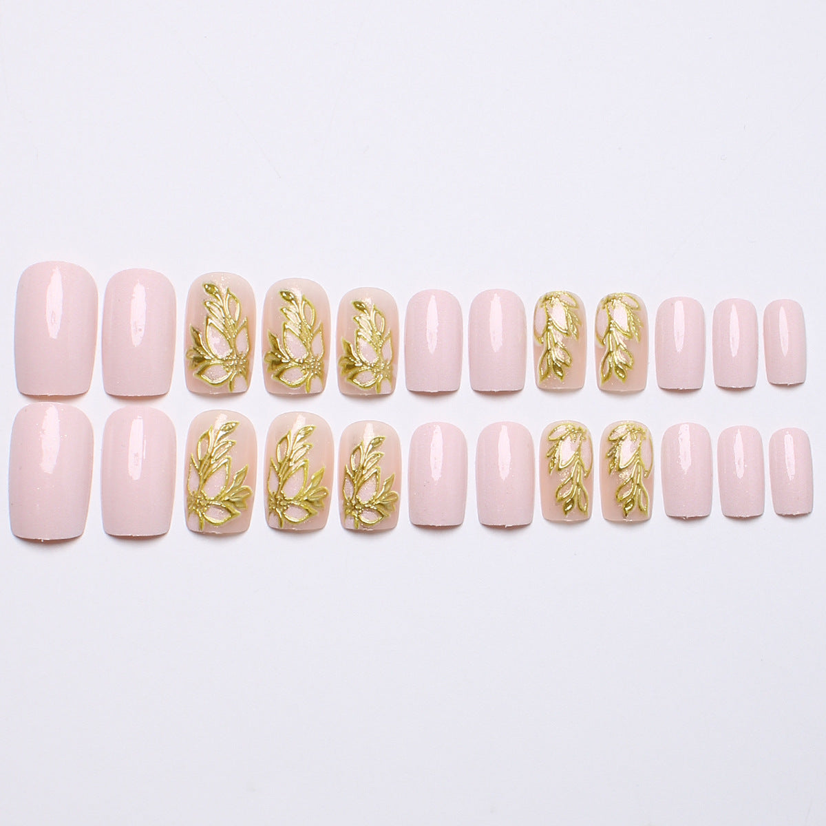 24pcs/Set Gold Foil Butterfly Press-On Nails
