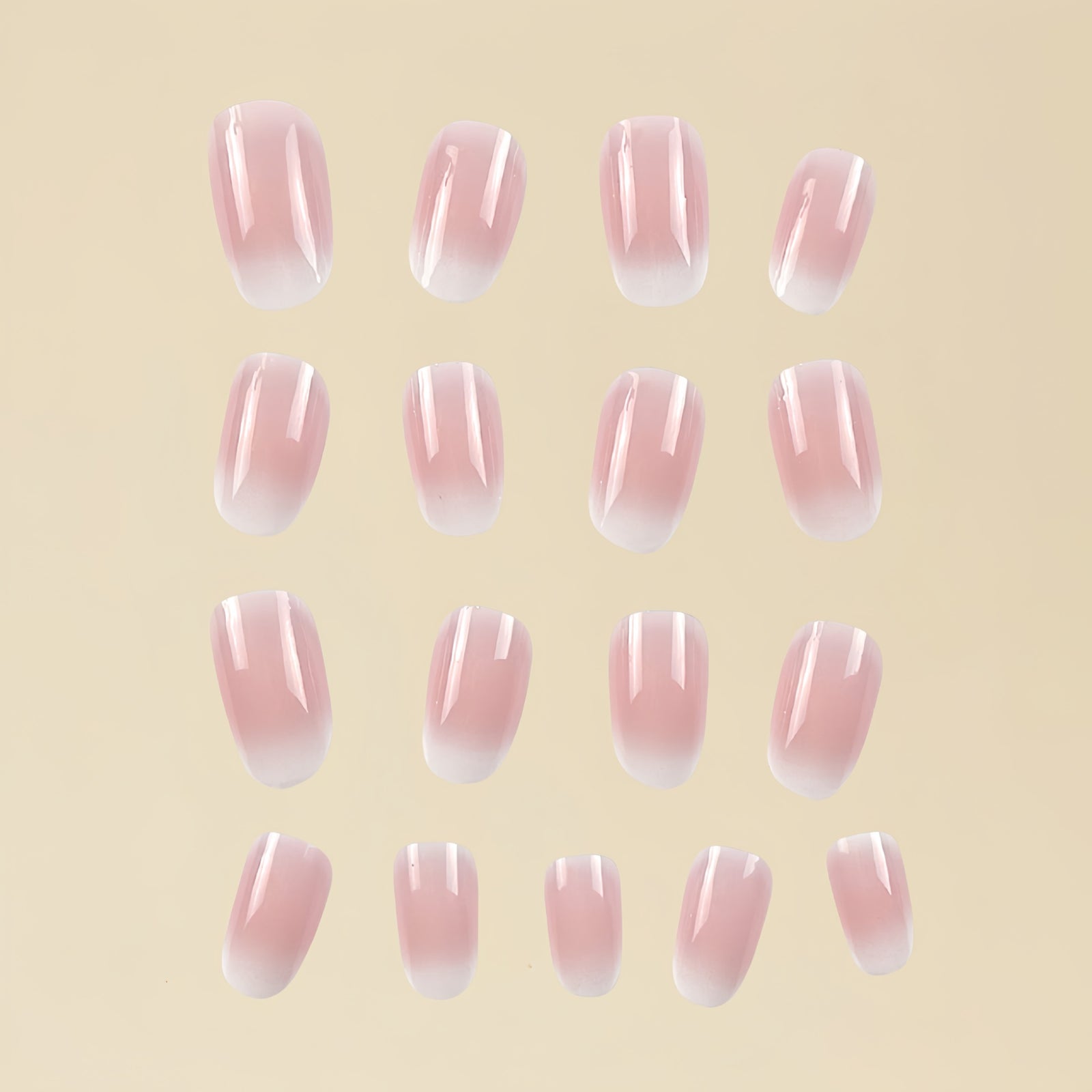 24pcs/Set White Gradient Press-On Nails