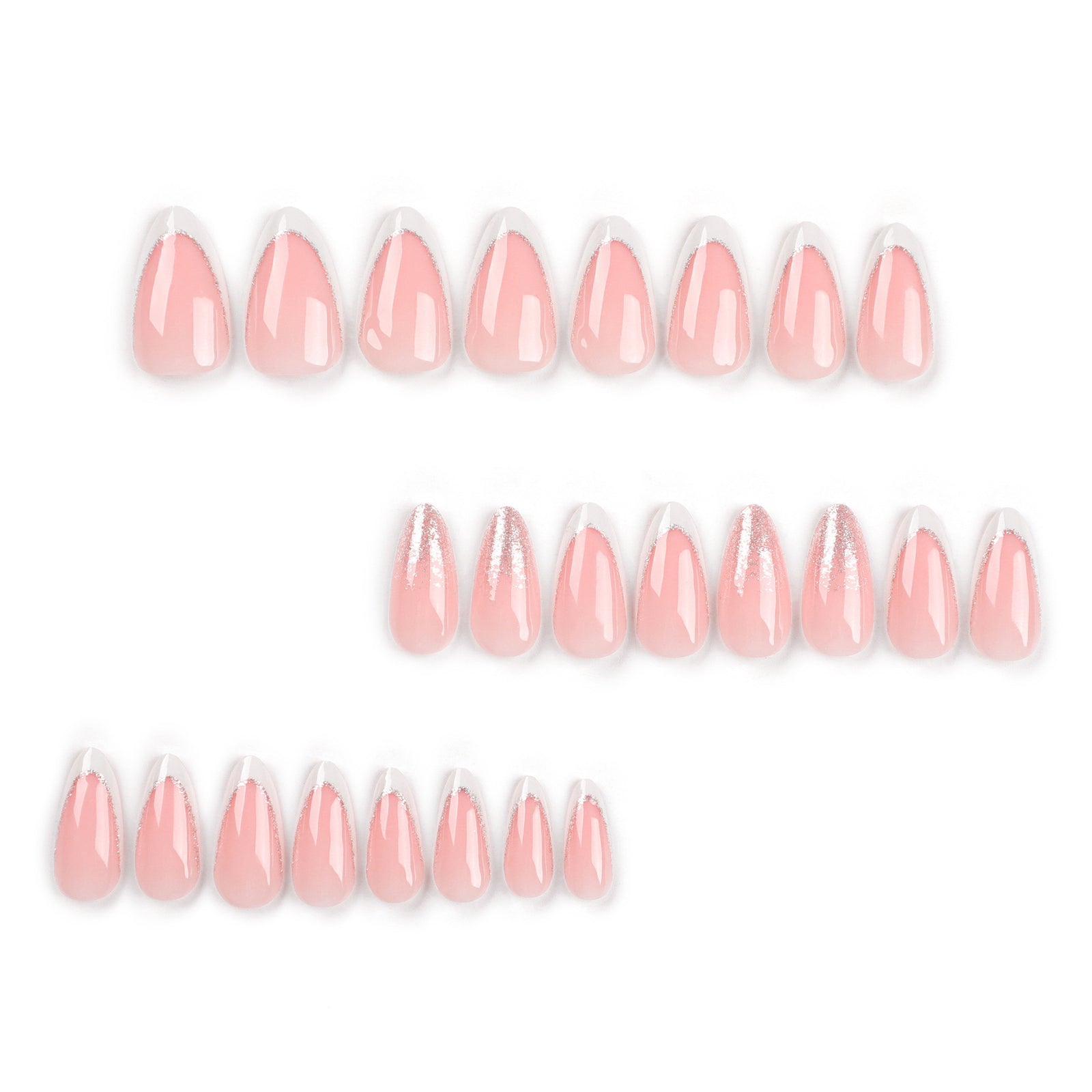 24pcs/Set Glitter White French Press-On Nails