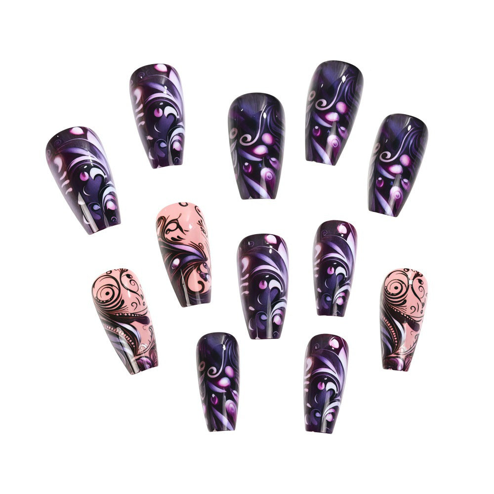 24pcs/Set Purple Tone Ripple Press-On Nails