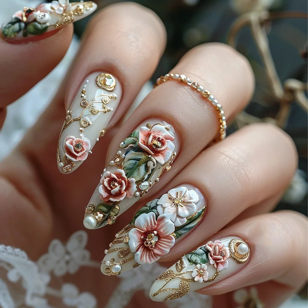 24pcs/Set Luxurious Peony Press-On Nails