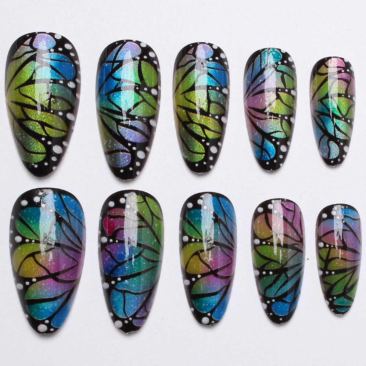 24pcs/Set Colorful Cat Eye Butterfly Press-On Nails