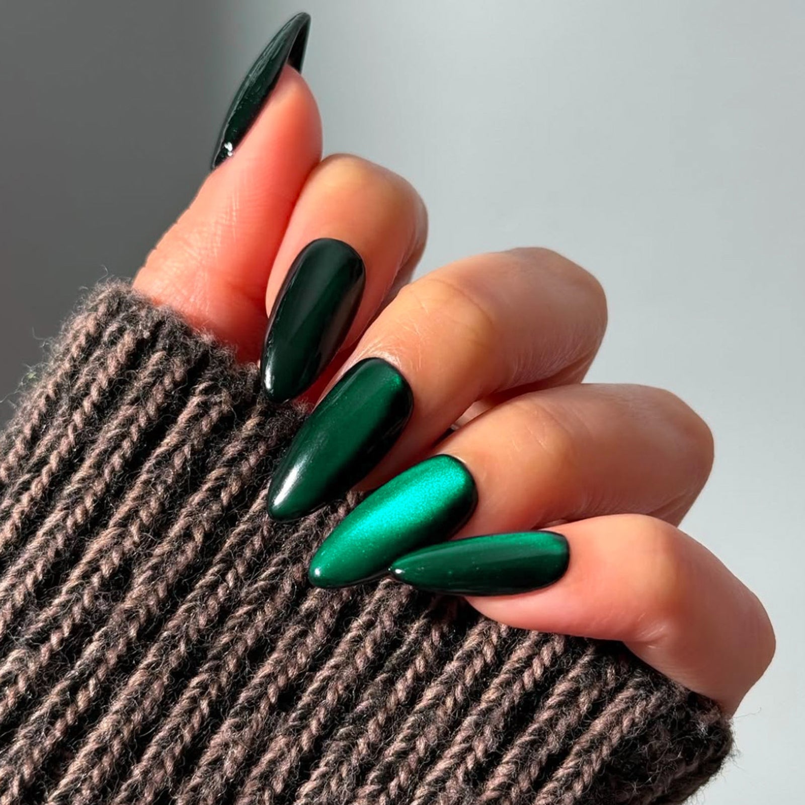 24pcs/Set Green Cat Eye Press-On Nails