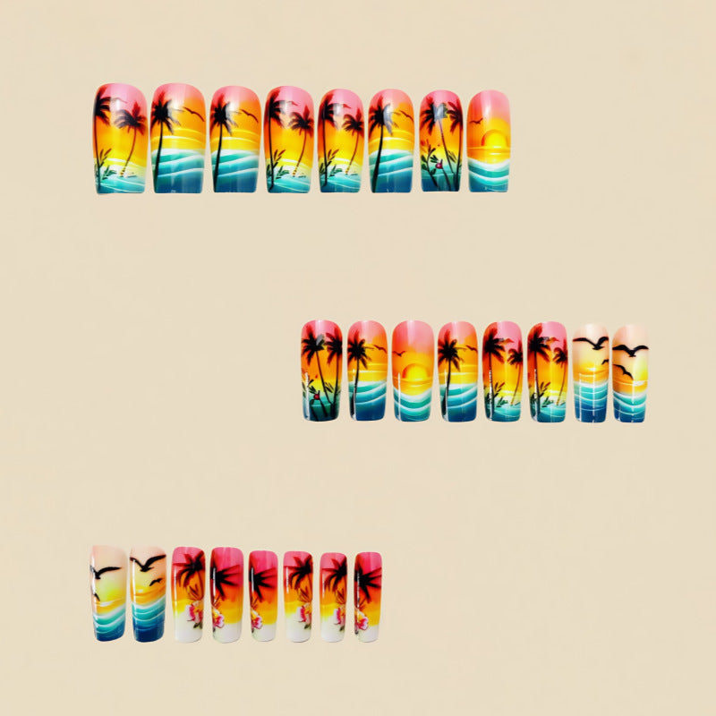 24pcs/Set Sunset & Cloud Press-On Nails