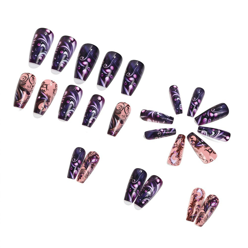 24pcs/Set Purple Tone Ripple Press-On Nails