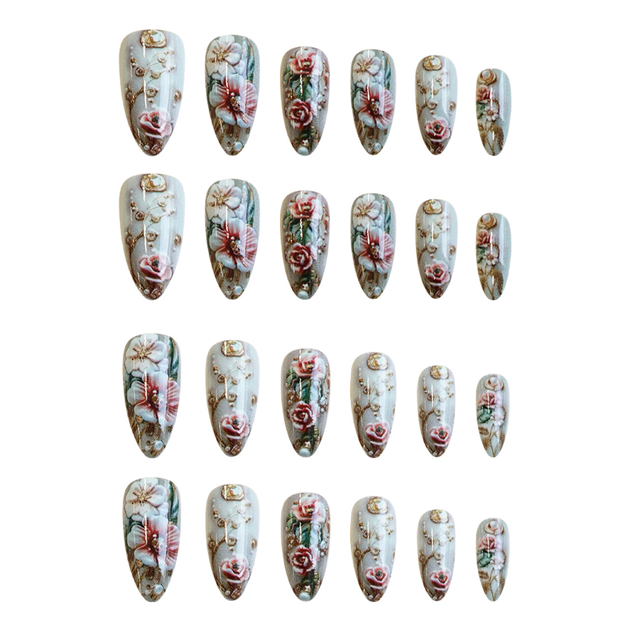 24pcs/Set Luxurious Peony Press-On Nails