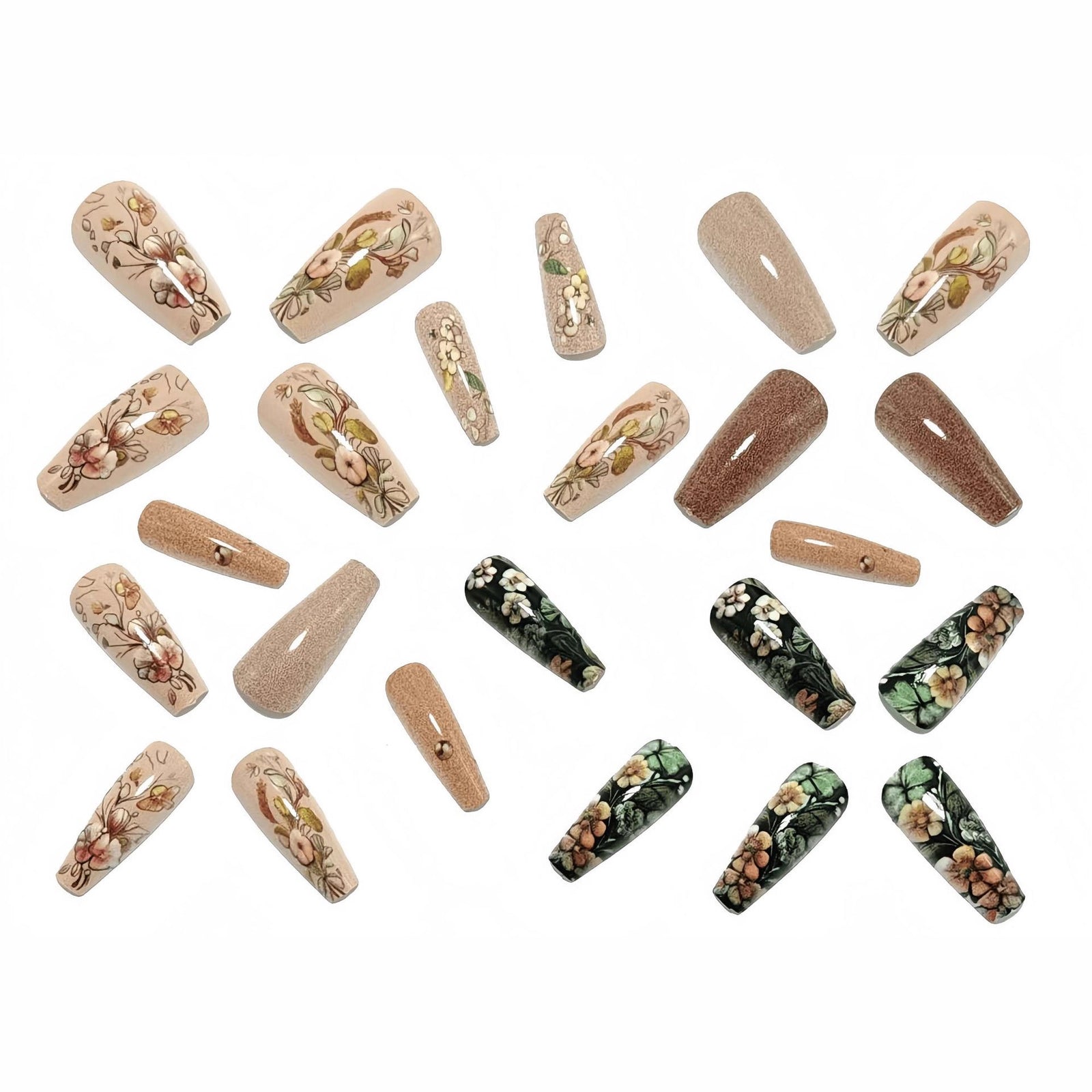 24pcs/Set Botanical Flowers Press-On Nails