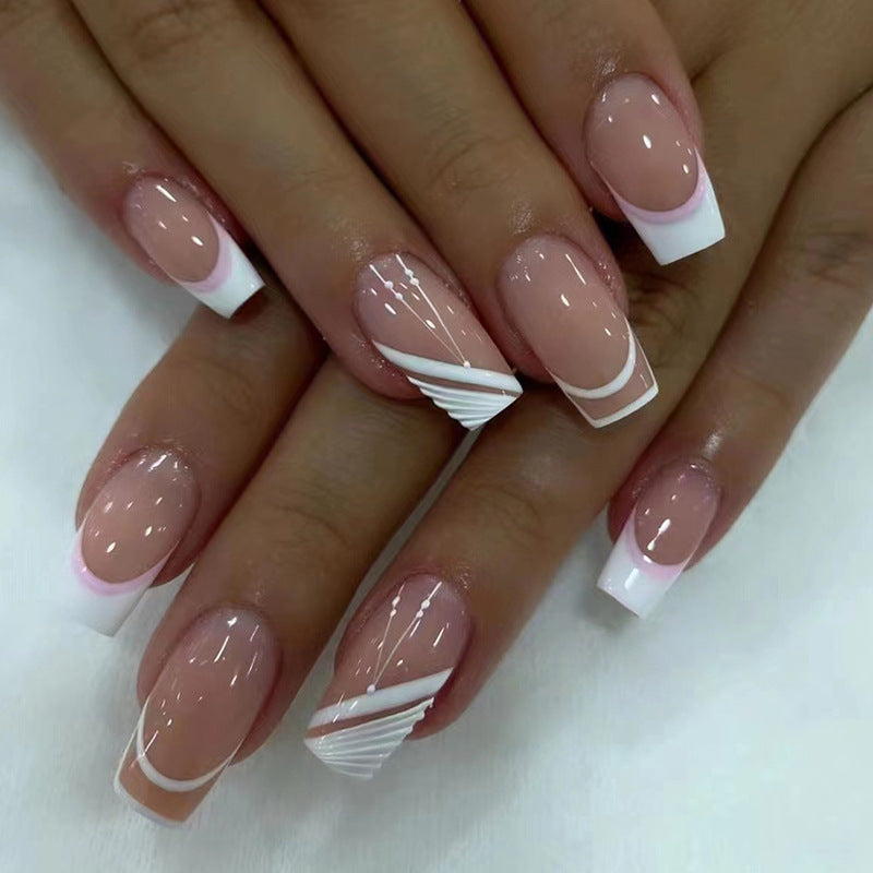 24pcs/Set Nude French Tips Press-On Nails