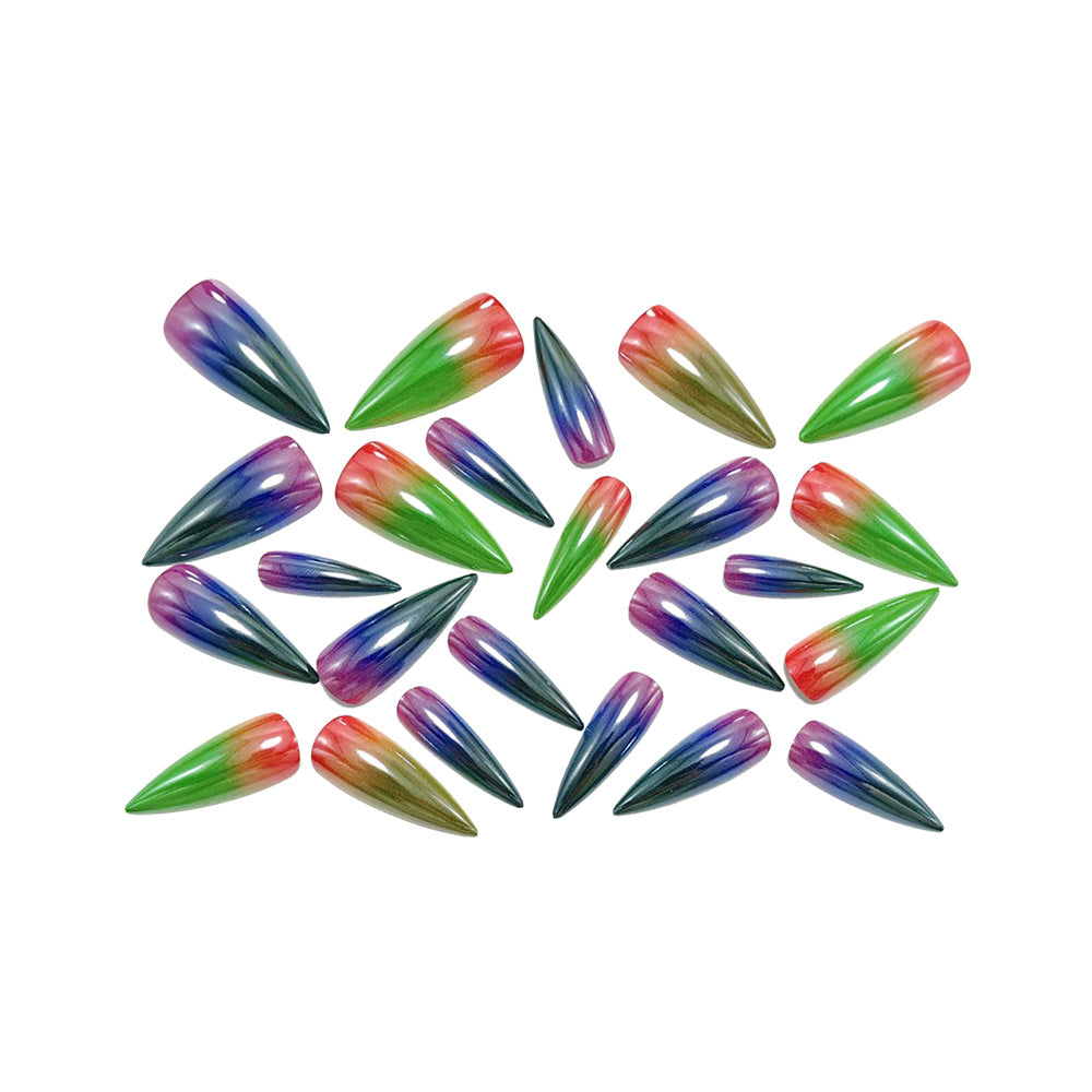 24pcs/Set Iridescent Chrome Ombre Press-On Nails