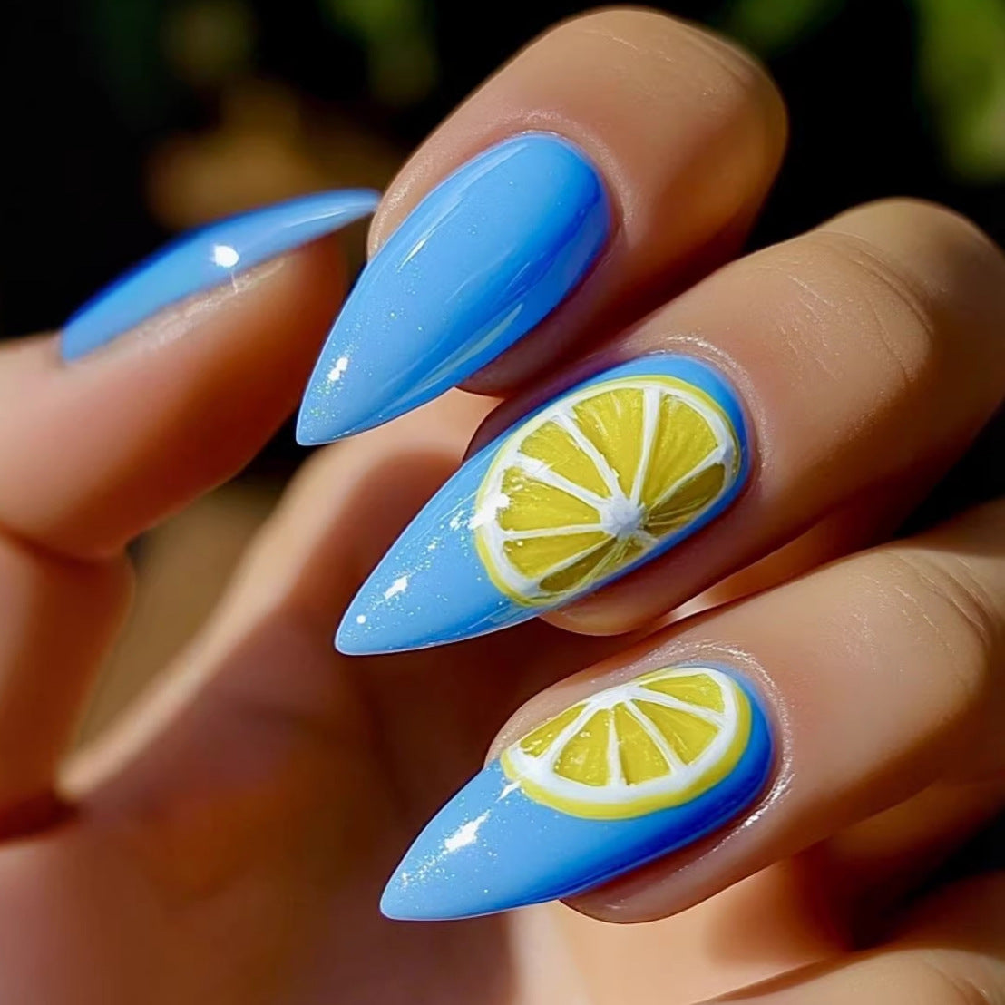 24pcs/Set Yellow Lemon Press-On Nails