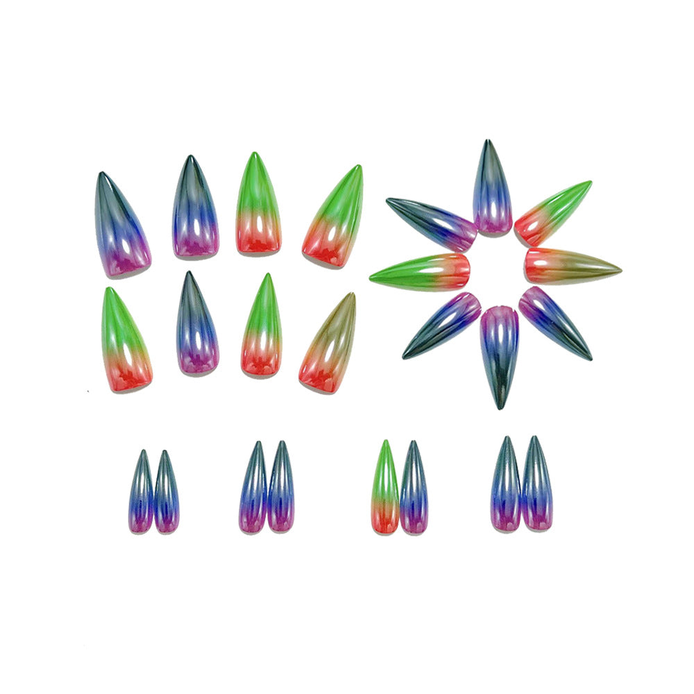 24pcs/Set Iridescent Chrome Ombre Press-On Nails
