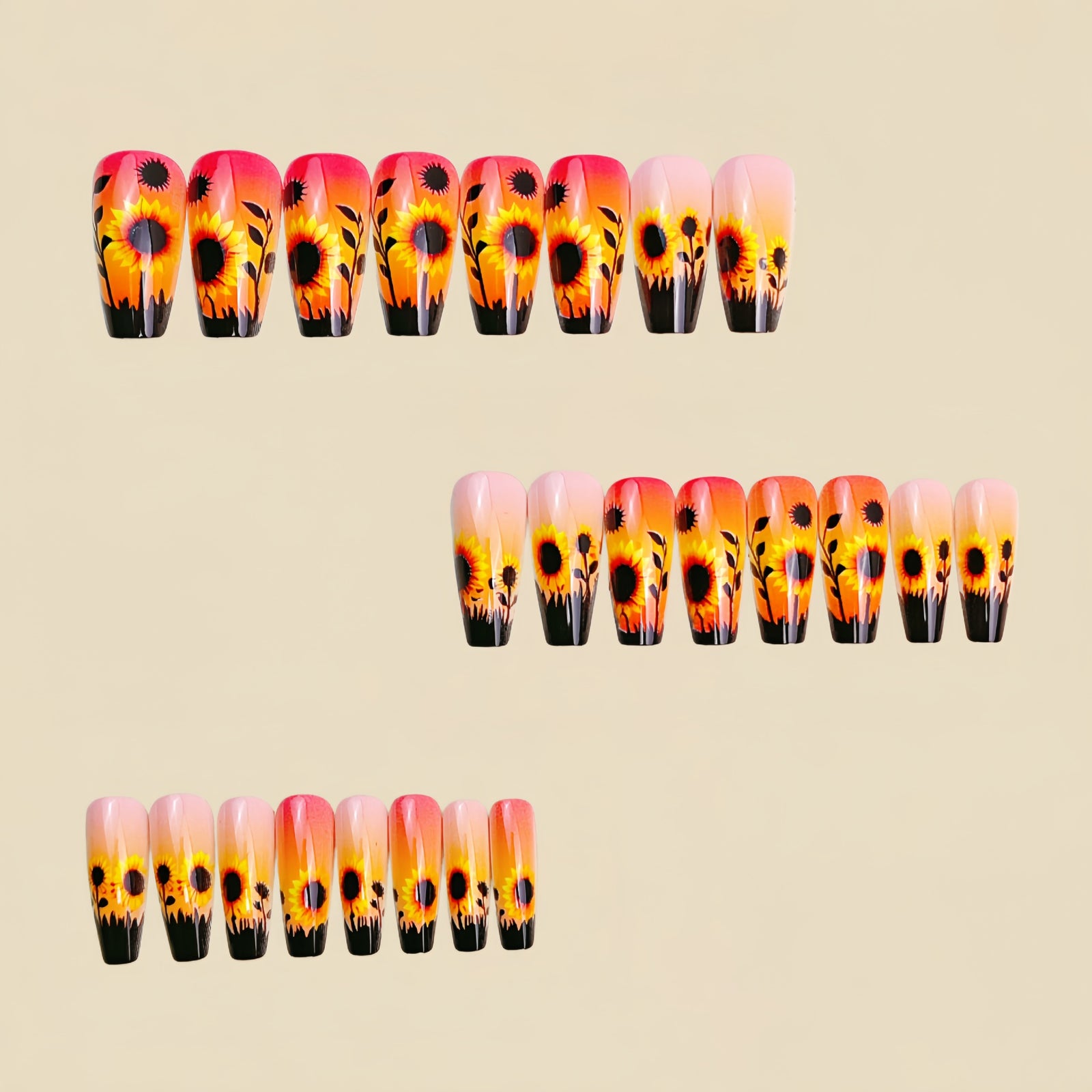 24pcs/Set Sunflower Gradient Press-On Nails