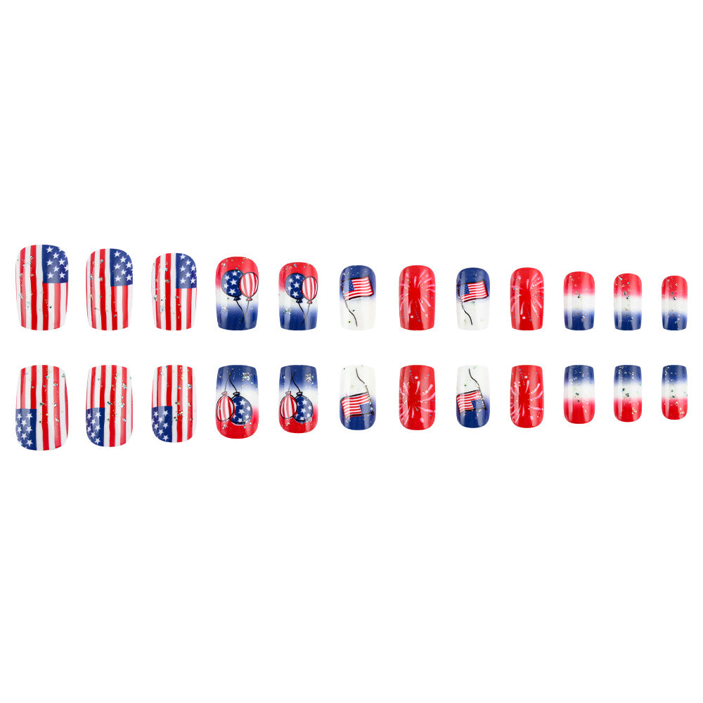 24pcs/Set Fireworks, Stars & Balloon Gradient Press-On Nails