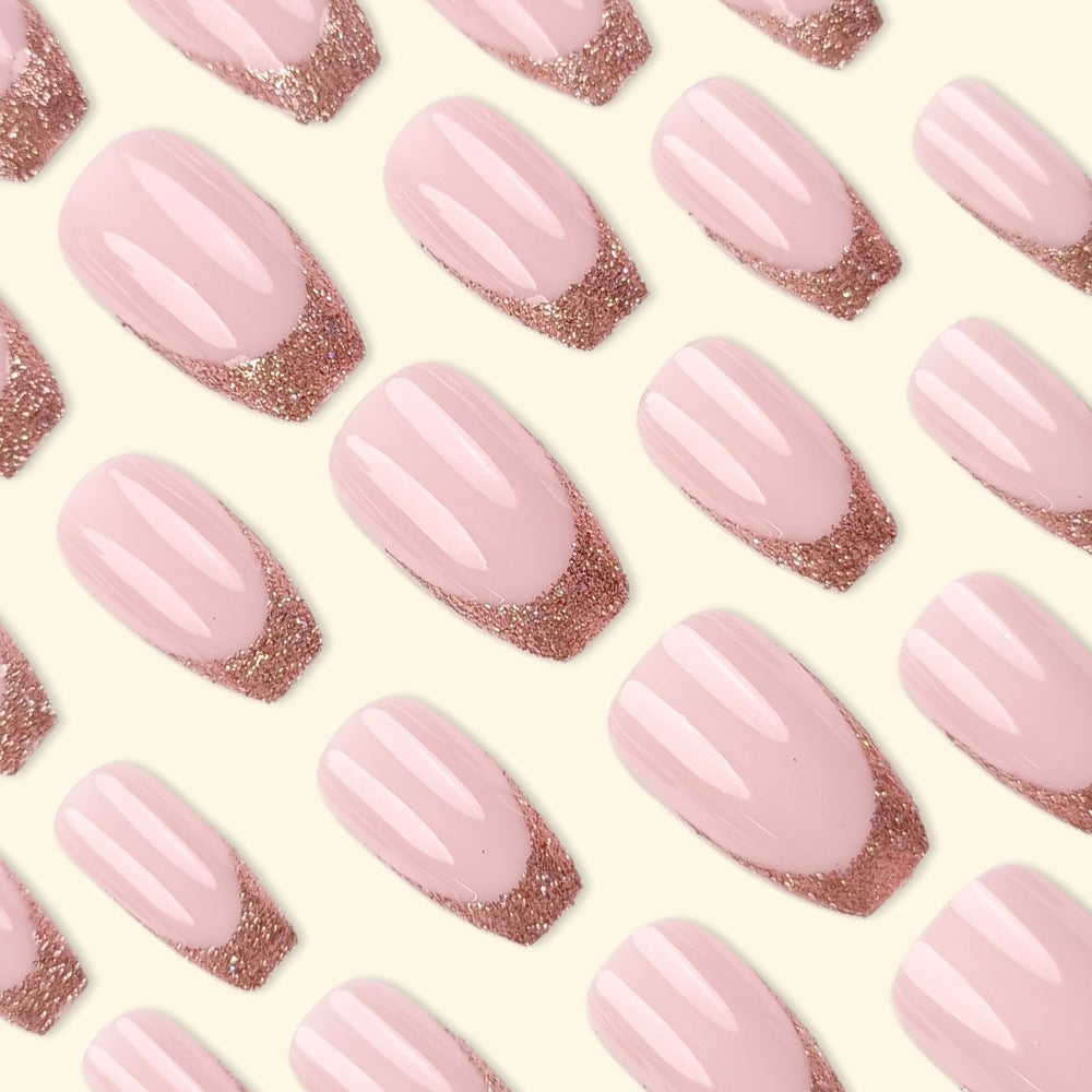 24pcs/Set Glitter French Press-On Nails