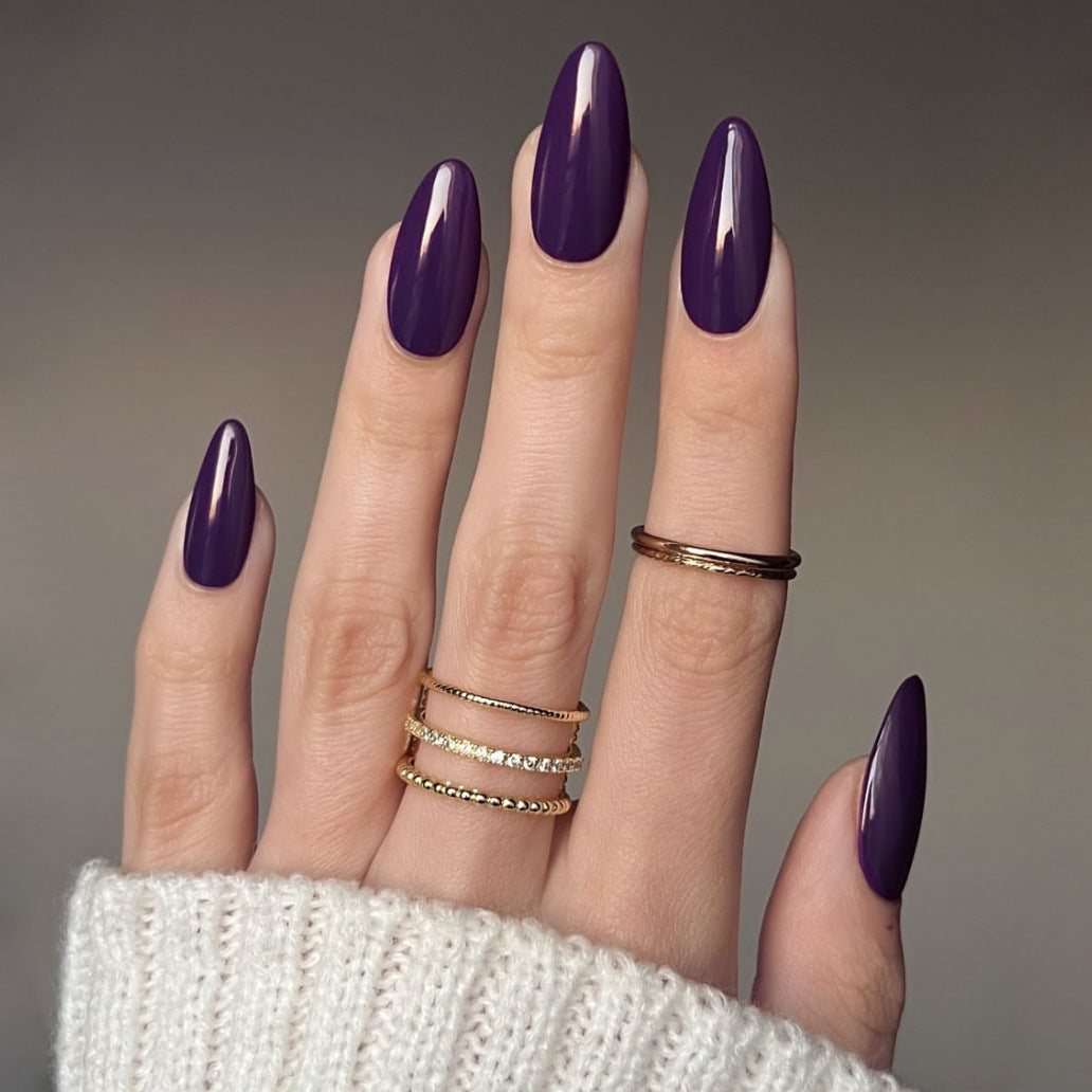 24pcs/Set Blackcurrant Purple Press-On Nails