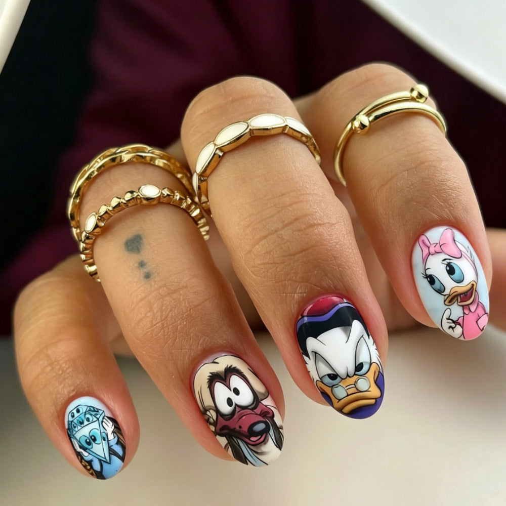 24pcs/Set Cartoon Color Blocking Press-On Nails