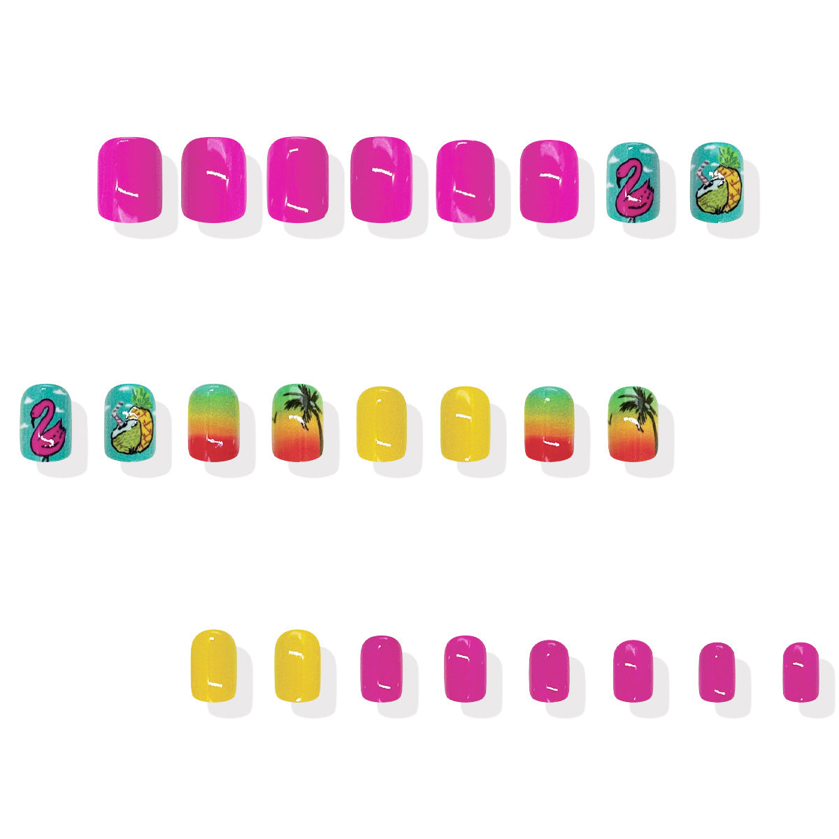 24pcs/Set Tropical Ocean-Inspired Print Press-On Nails
