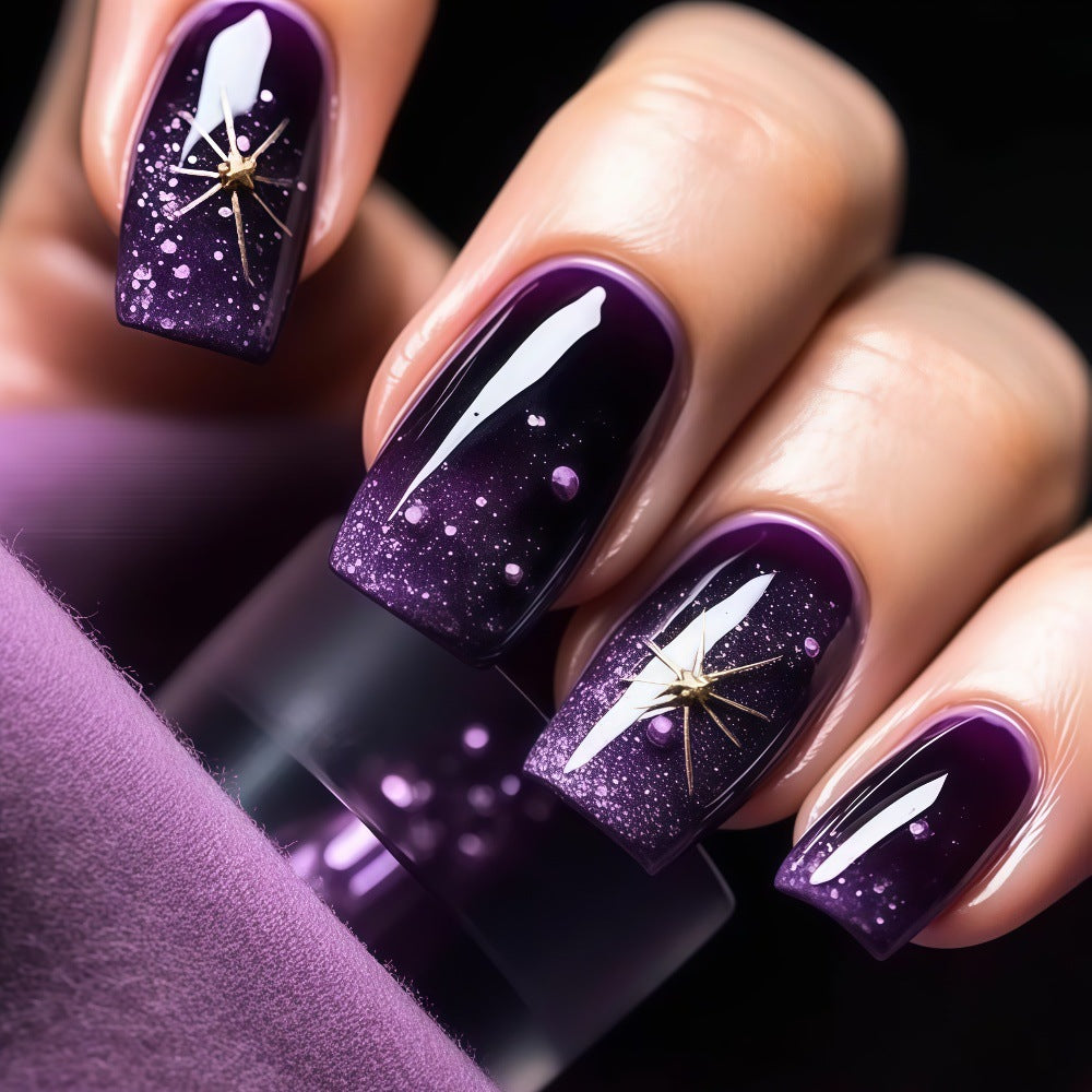24pcs/Set 3D Gilded Gold Starburst Press-On Nails