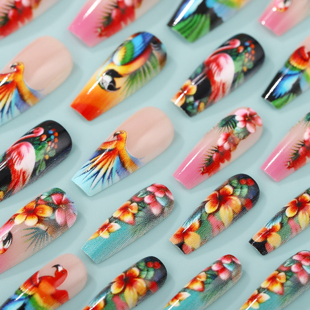 24pcs/Set Fiery Red Tropical Vibes Press-On Nails