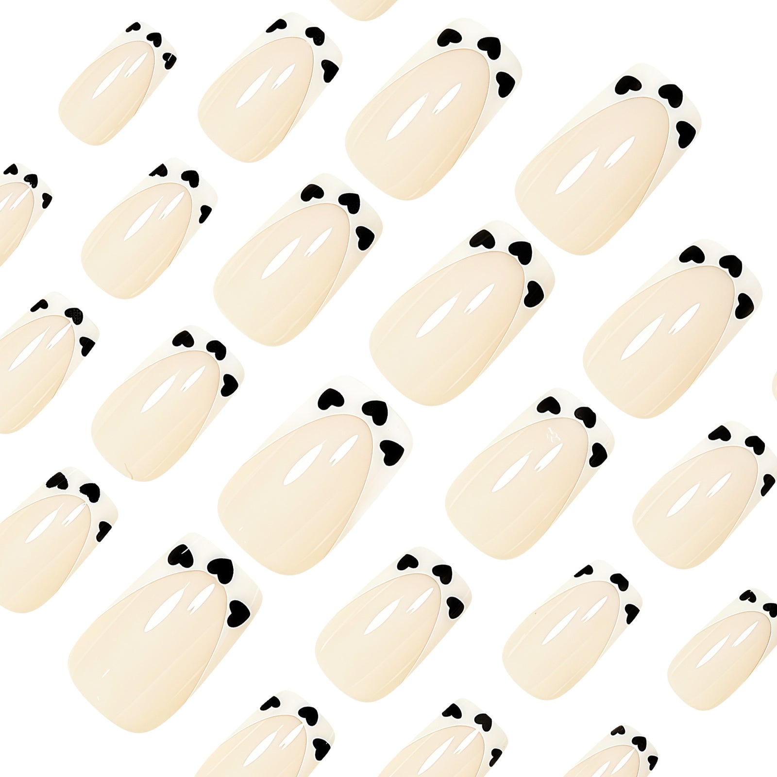 24pcs/Set Heart French Tips Press-On Nails