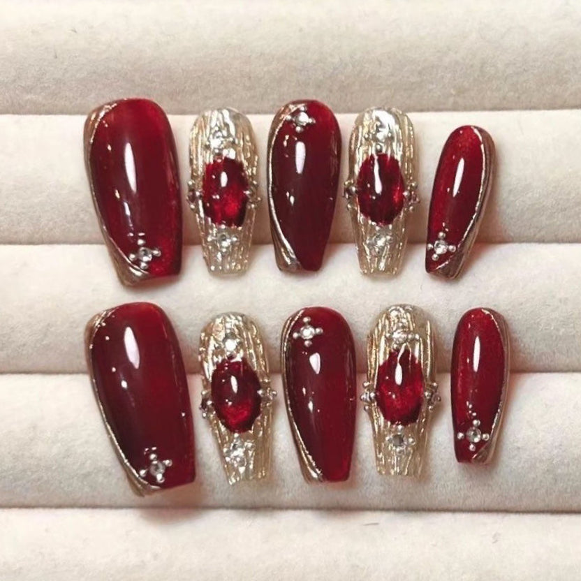 (Handmade) 10pcs/Set Buccellati-Inspired French Press-On Nails