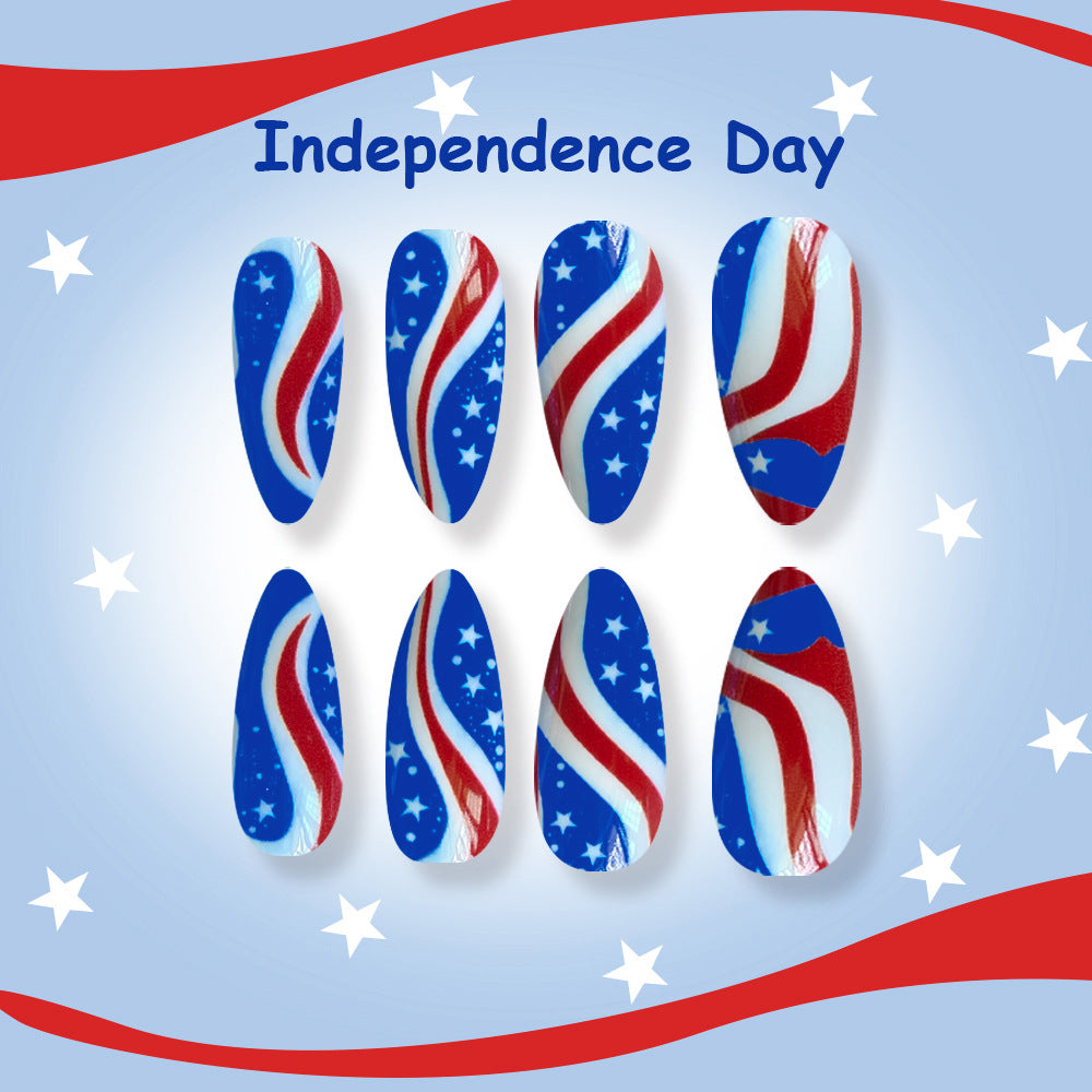 24pcs/Set Star & Stripe Flag Press-On Nails