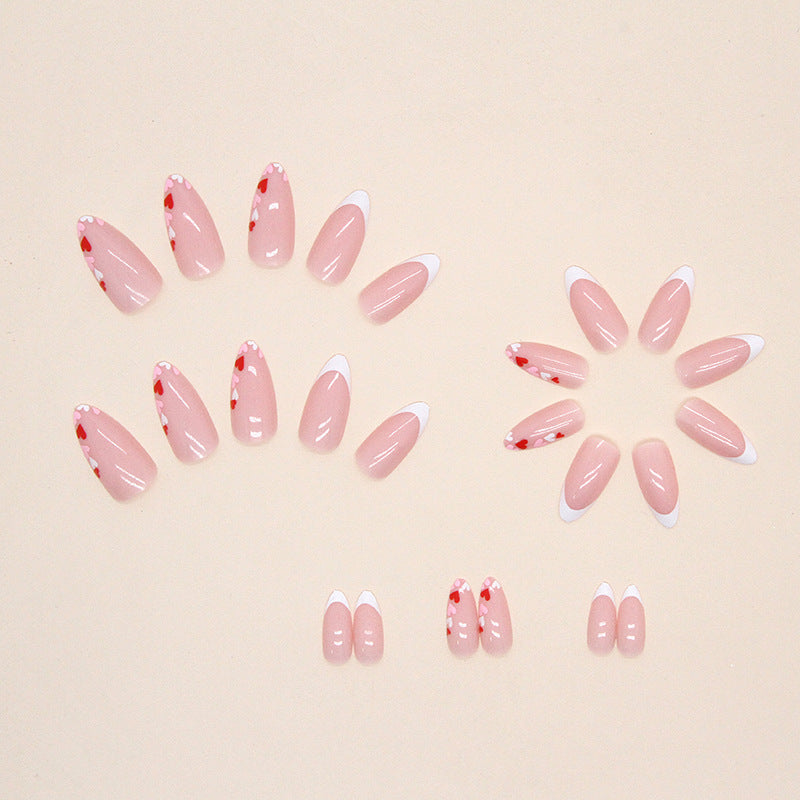 24pcs/Set Pink Minimalist French Heart Press On Nails