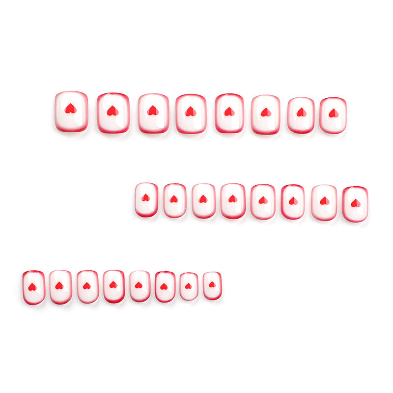 24pcs/Set Minimalist Red Heart Press-On Nails