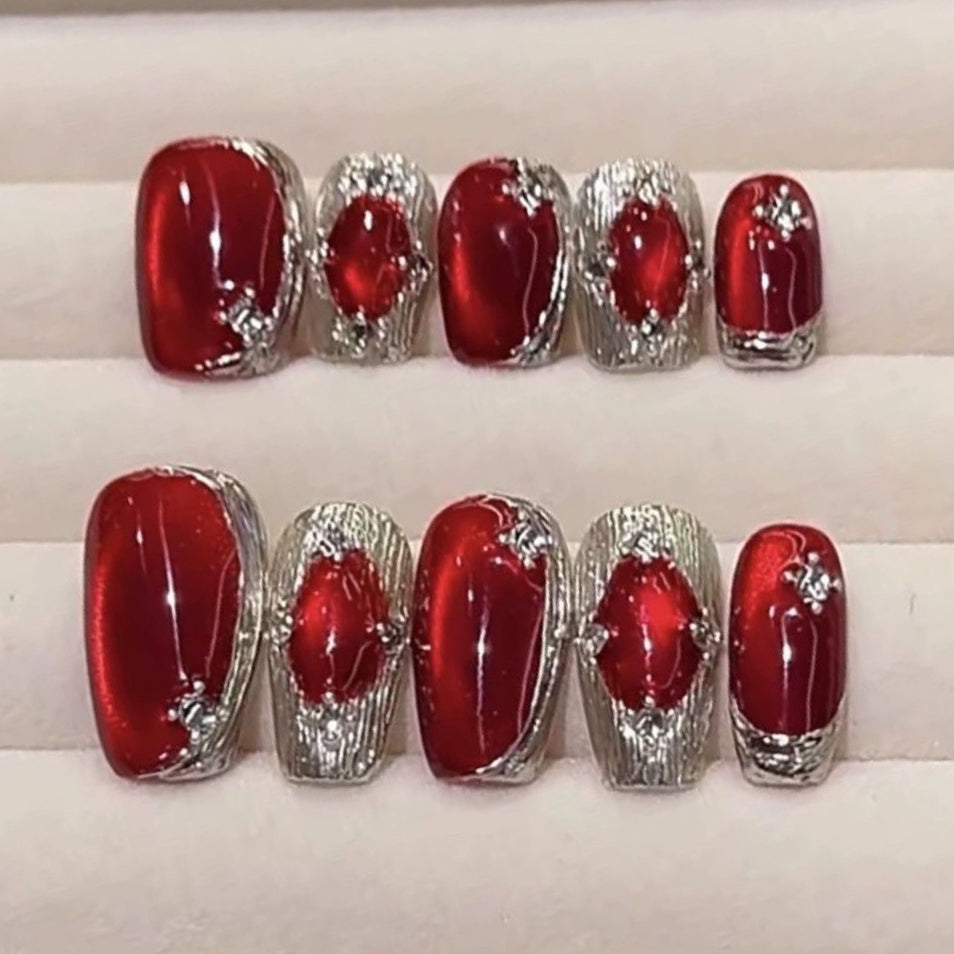 (Handmade) 10pcs/Set Buccellati-Inspired French Press-On Nails