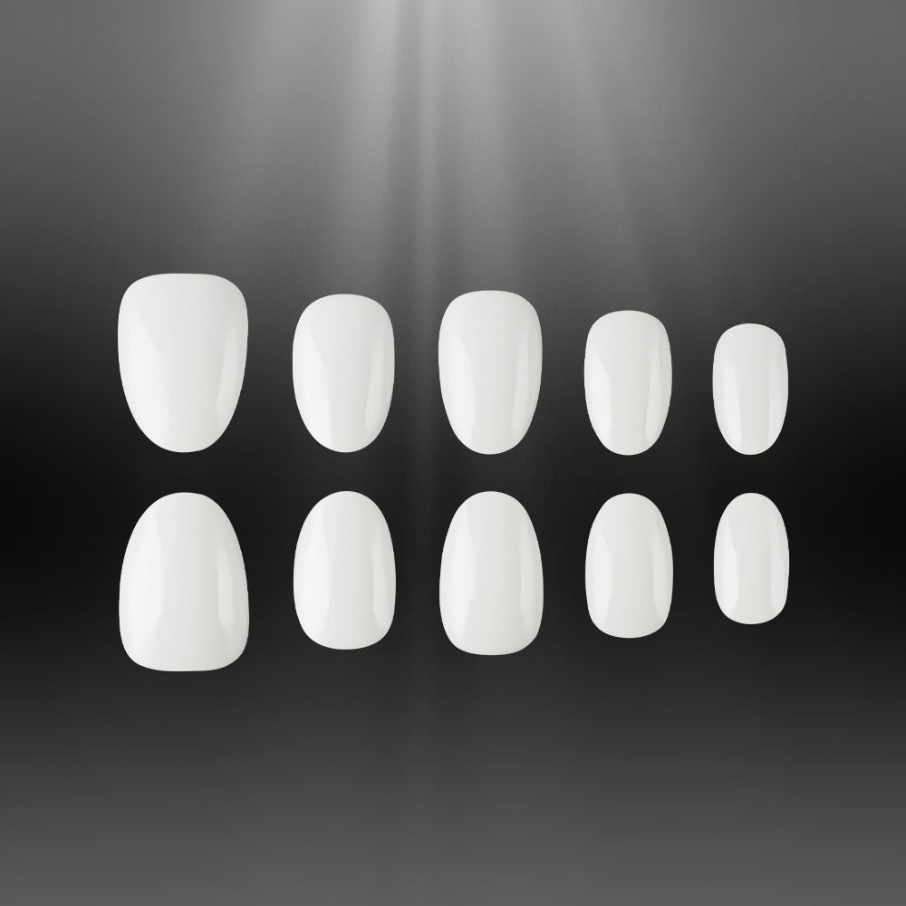24pcs/Set Solid White Short Oval Press-On Nails