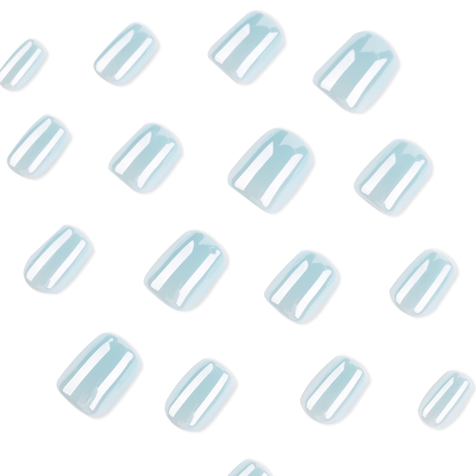 24pcs/Set Solid Teal Chrome Press-On Nails