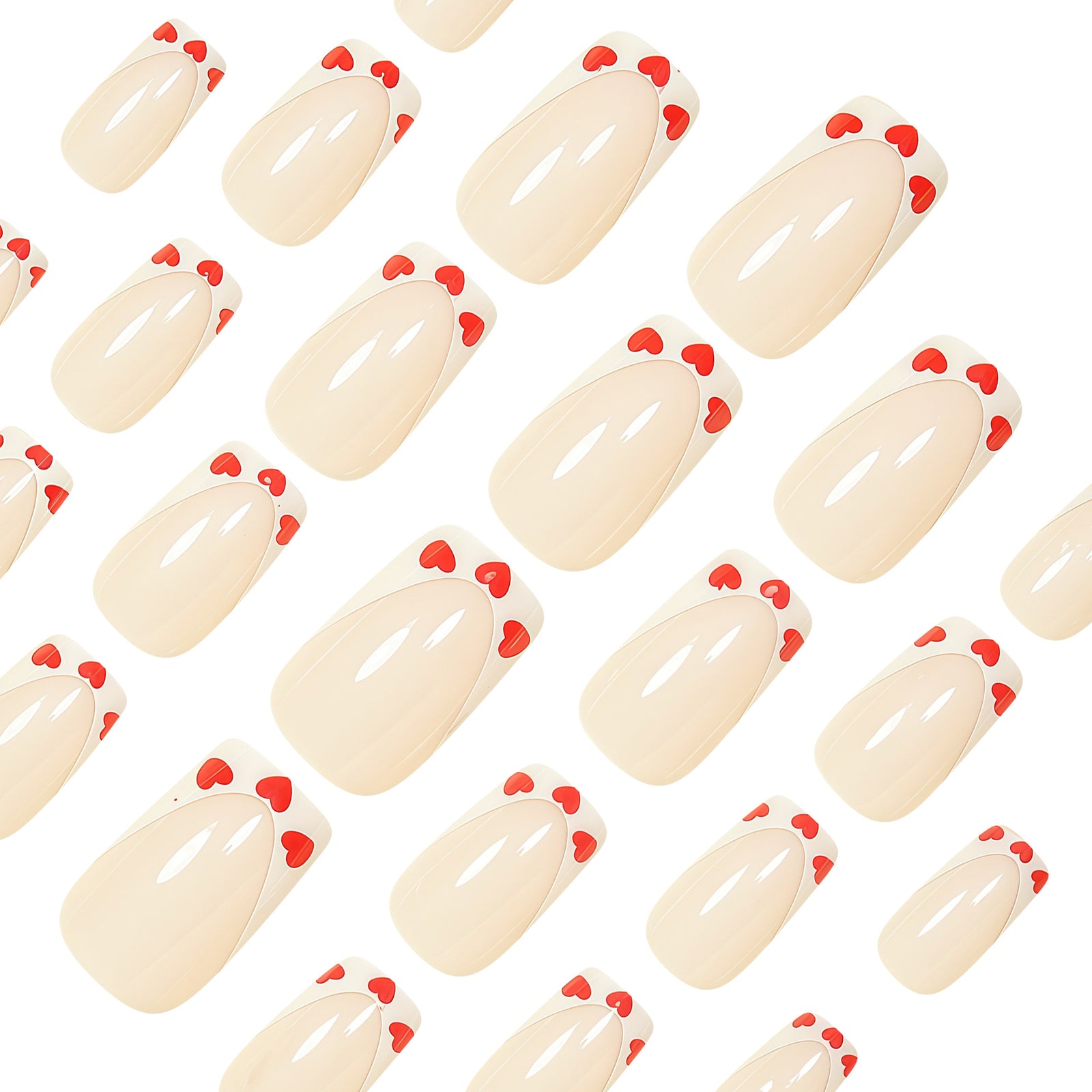 24pcs/Set Heart French Tips Press-On Nails